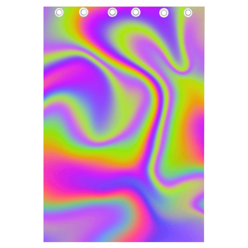 Abstract Holographic Trippy Print Curtain
