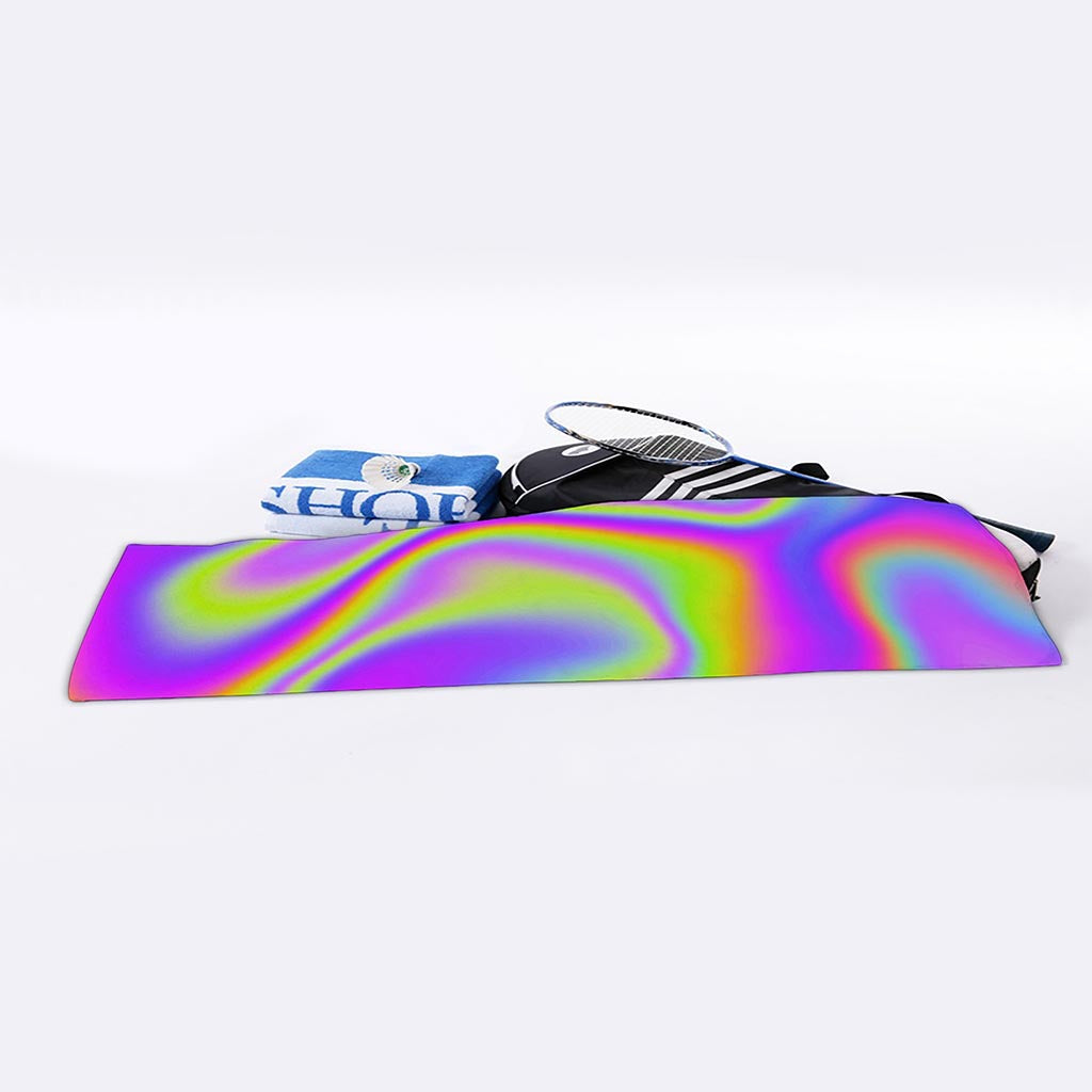 Abstract Holographic Trippy Print Sports Towel