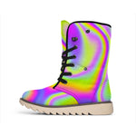 Abstract Holographic Trippy Print Winter Boots