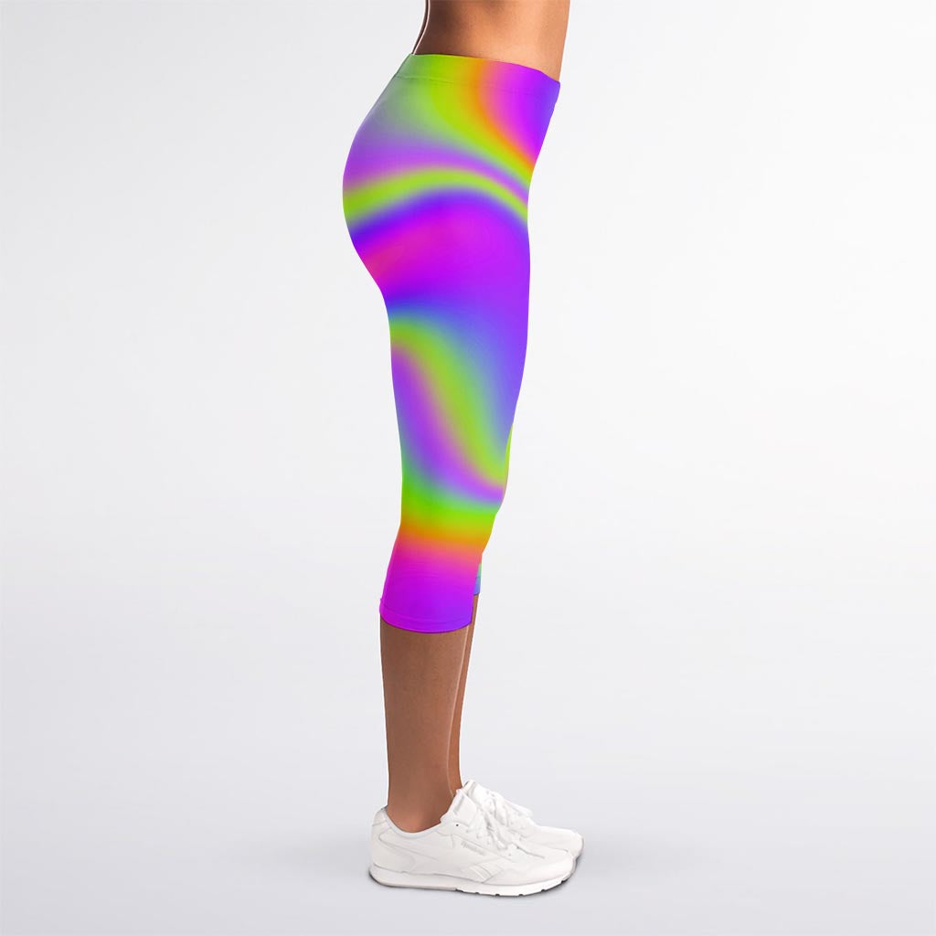 Abstract Holographic Trippy Print Women's Capri Leggings