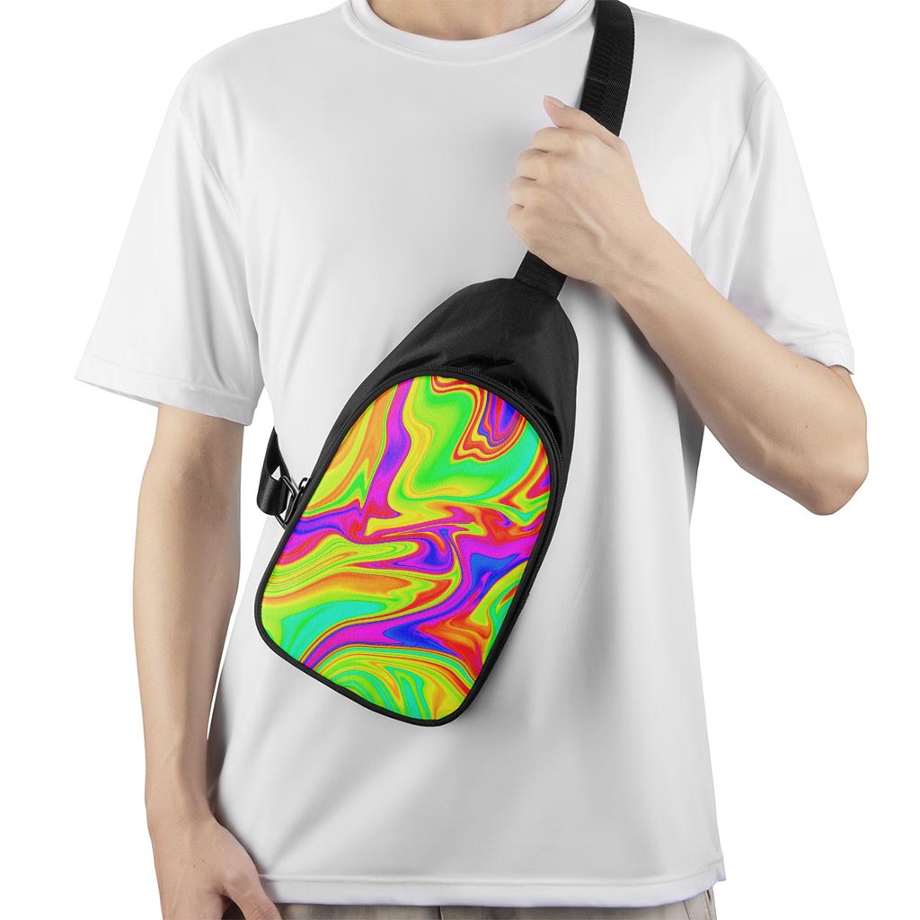 Abstract Liquid Trippy Print Chest Bag