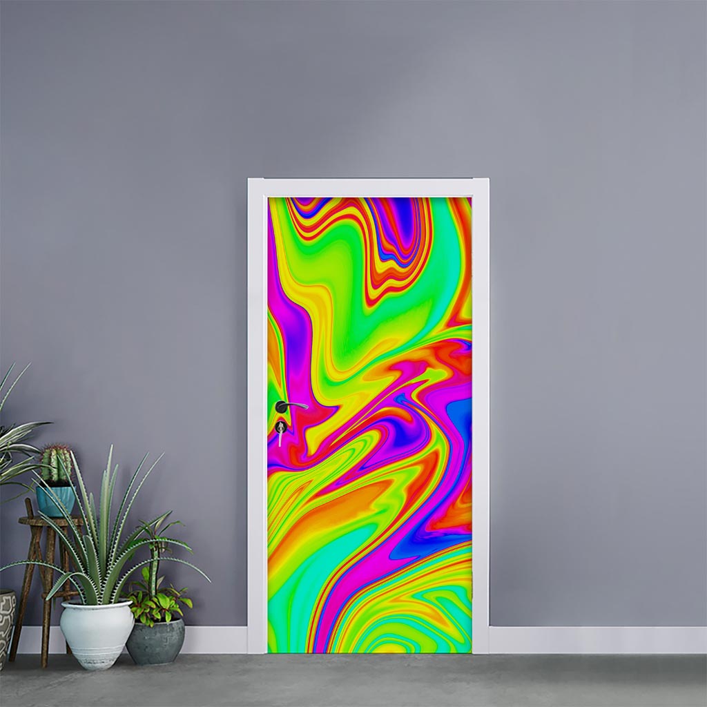 Abstract Liquid Trippy Print Door Sticker