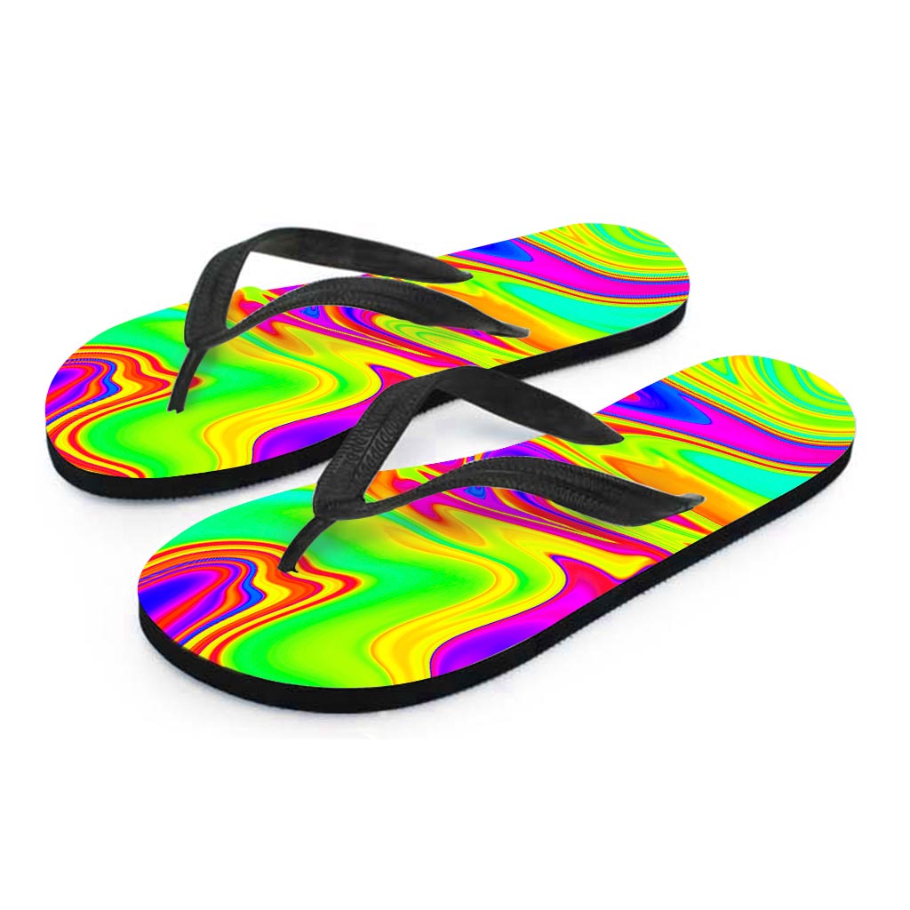 Abstract Liquid Trippy Print Flip Flops