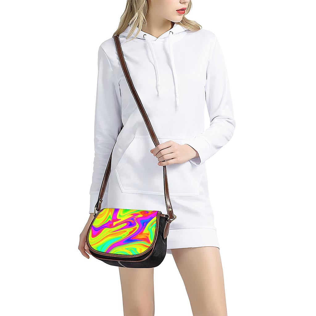 Abstract Liquid Trippy Print Saddle Bag