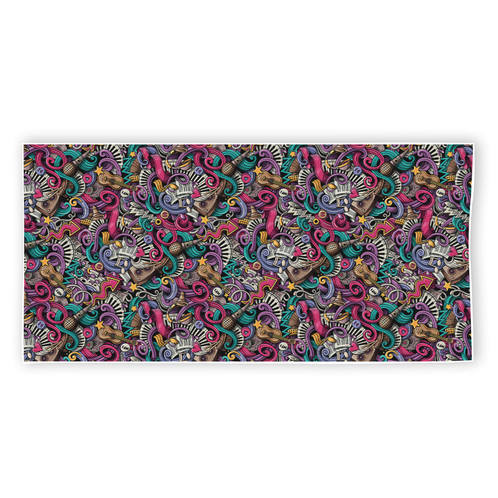 Abstract Music Pattern Print Beach Towel