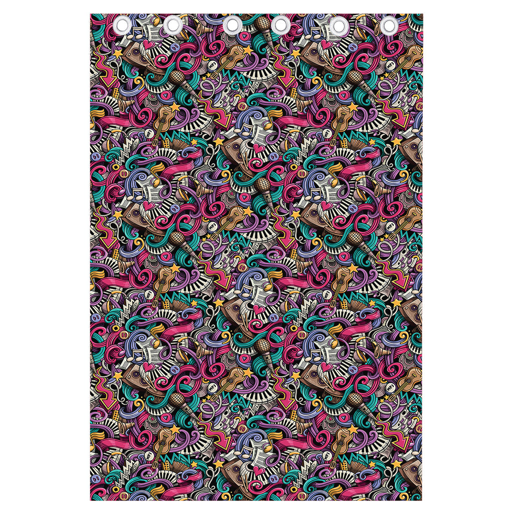 Abstract Music Pattern Print Curtain