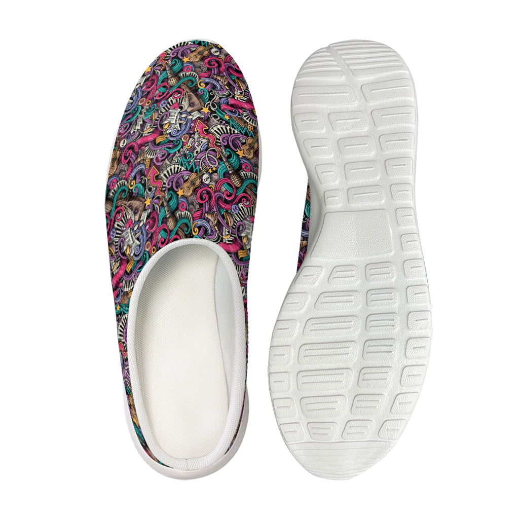 Abstract Music Pattern Print Mesh Casual Shoes