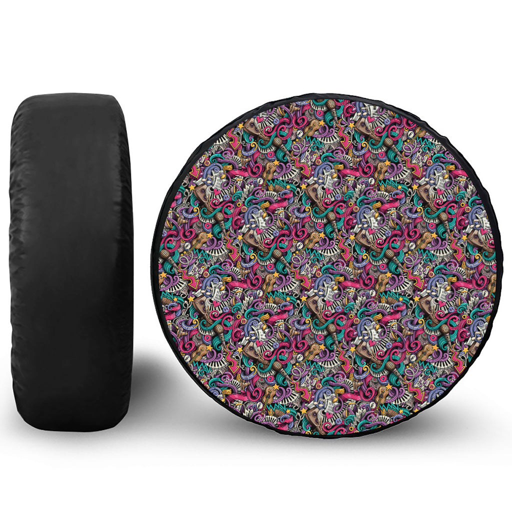 Abstract Music Pattern Print Tire Cover