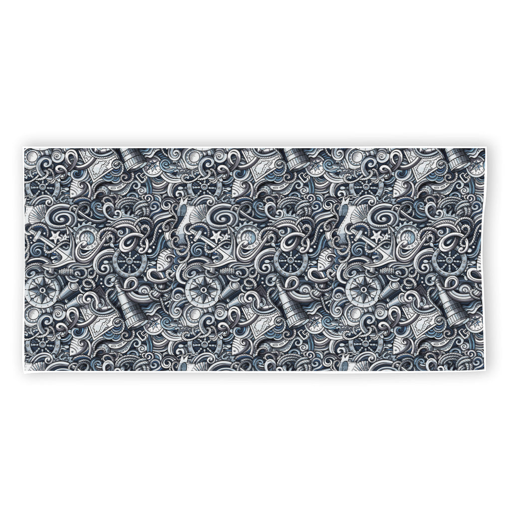 Abstract Nautical Anchor Pattern Print Beach Towel