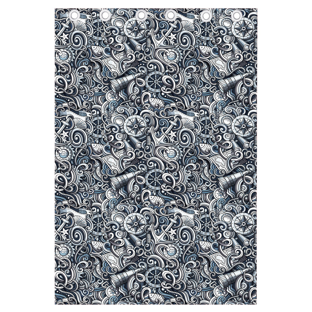 Abstract Nautical Anchor Pattern Print Curtain