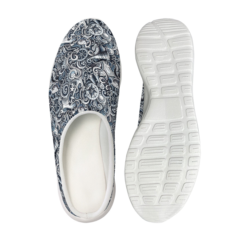 Abstract Nautical Anchor Pattern Print Mesh Casual Shoes