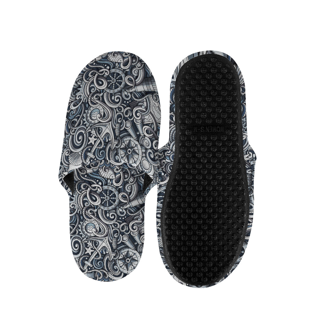 Abstract Nautical Anchor Pattern Print Slippers