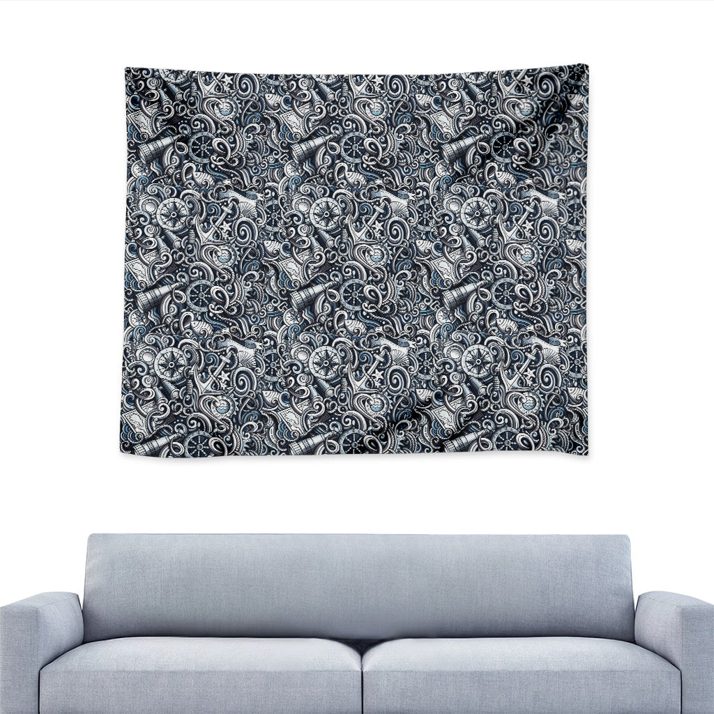 Abstract Nautical Anchor Pattern Print Tapestry