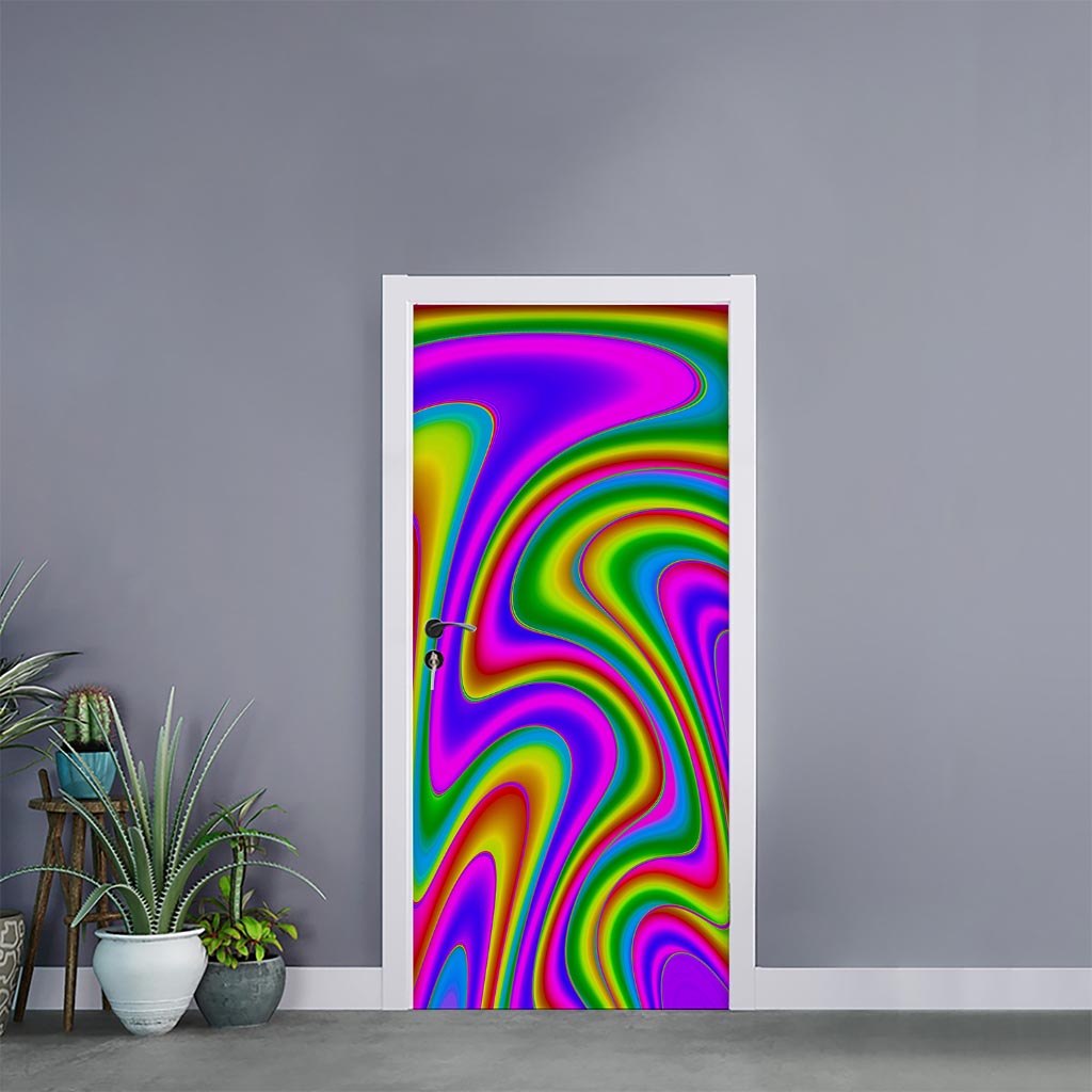 Abstract Neon Trippy Print Door Sticker
