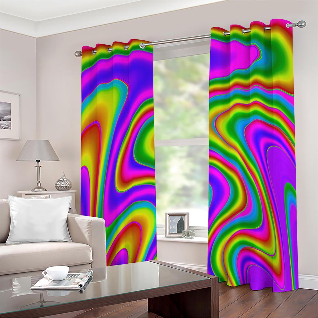 Abstract Neon Trippy Print Grommet Curtains
