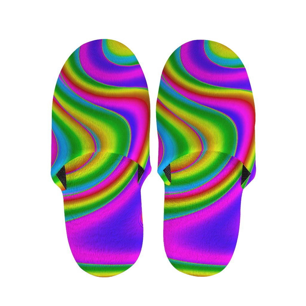 Abstract Neon Trippy Print Slippers