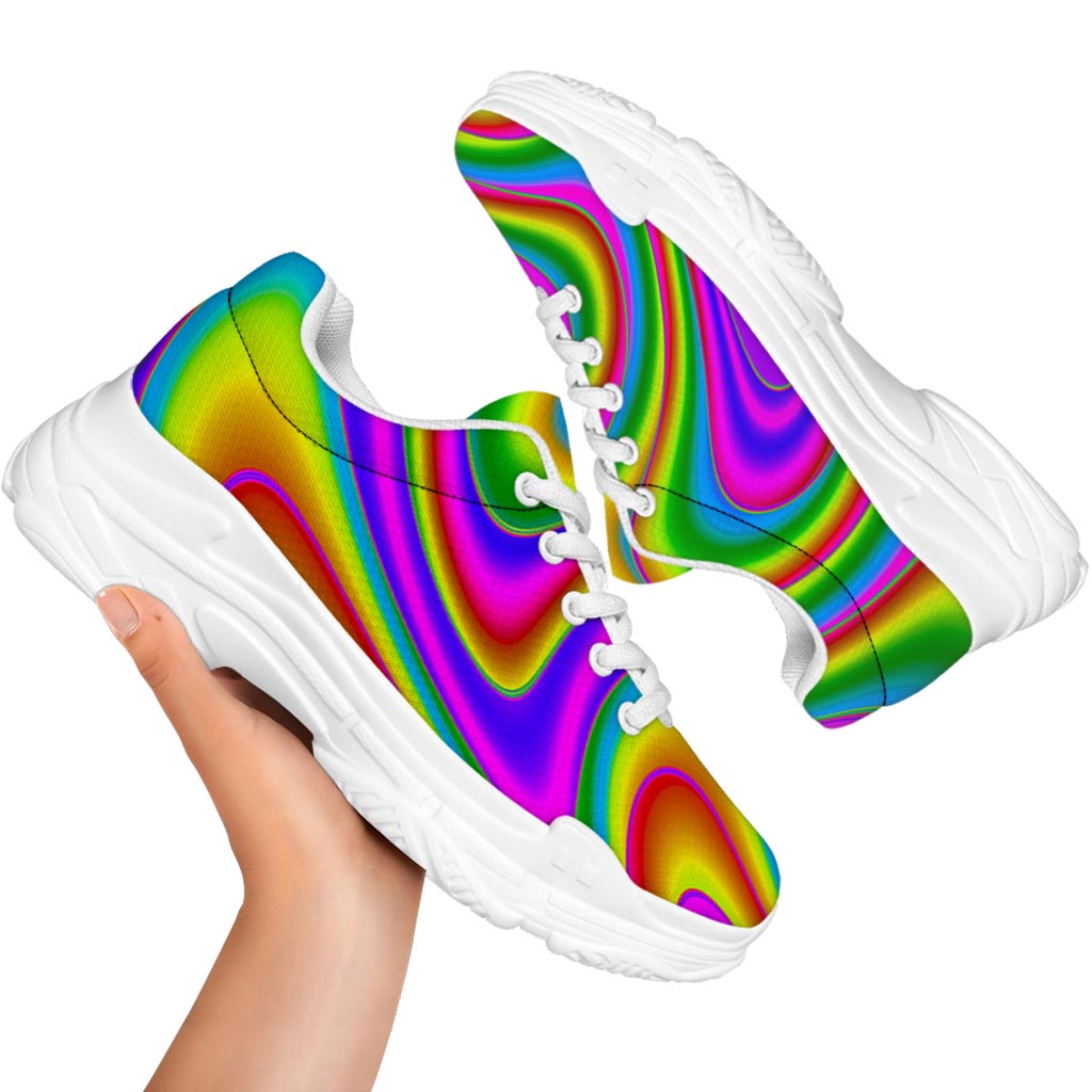 Abstract Neon Trippy Print White Chunky Shoes