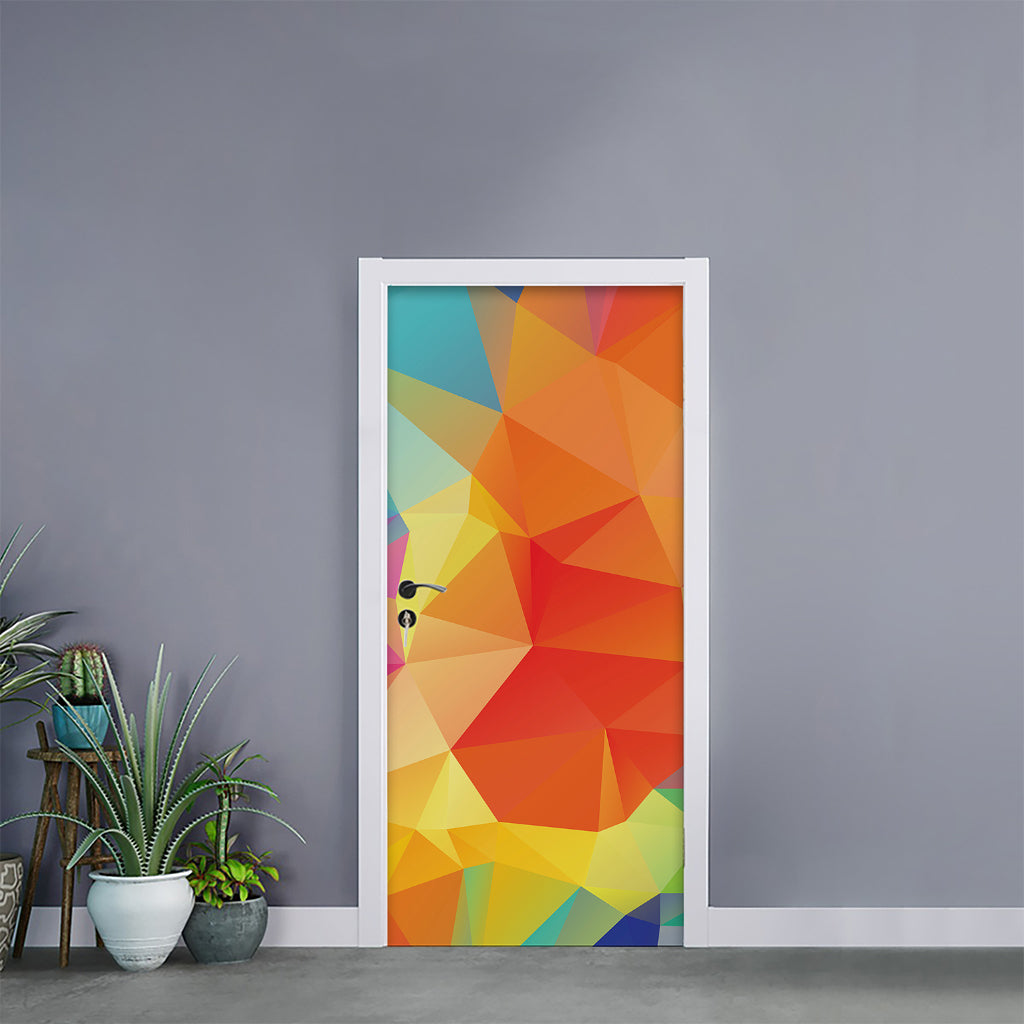 Abstract Polygonal Geometric Print Door Sticker