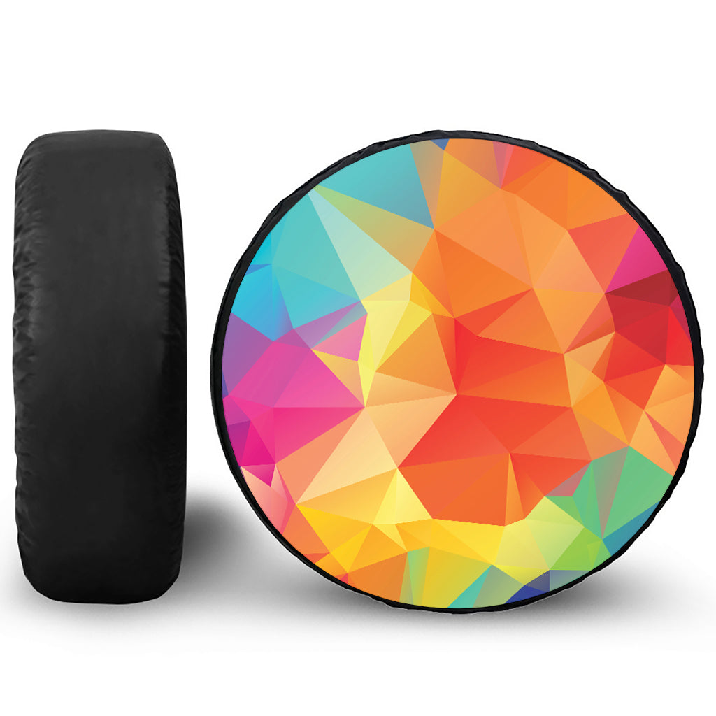 Abstract Polygonal Geometric Print Tire Cover