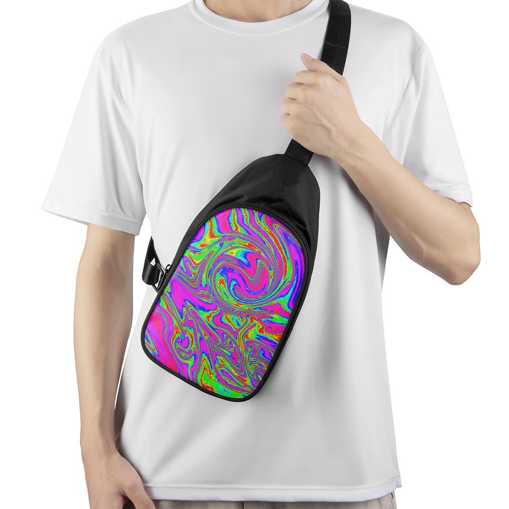 Abstract Psychedelic Liquid Trippy Print Chest Bag