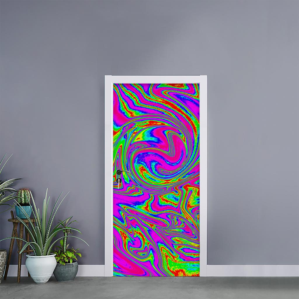 Abstract Psychedelic Liquid Trippy Print Door Sticker
