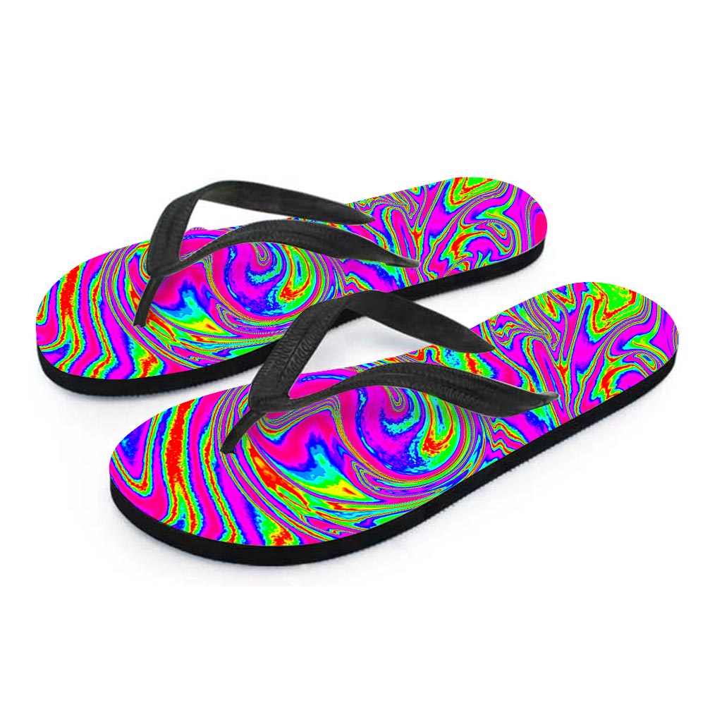 Abstract Psychedelic Liquid Trippy Print Flip Flops