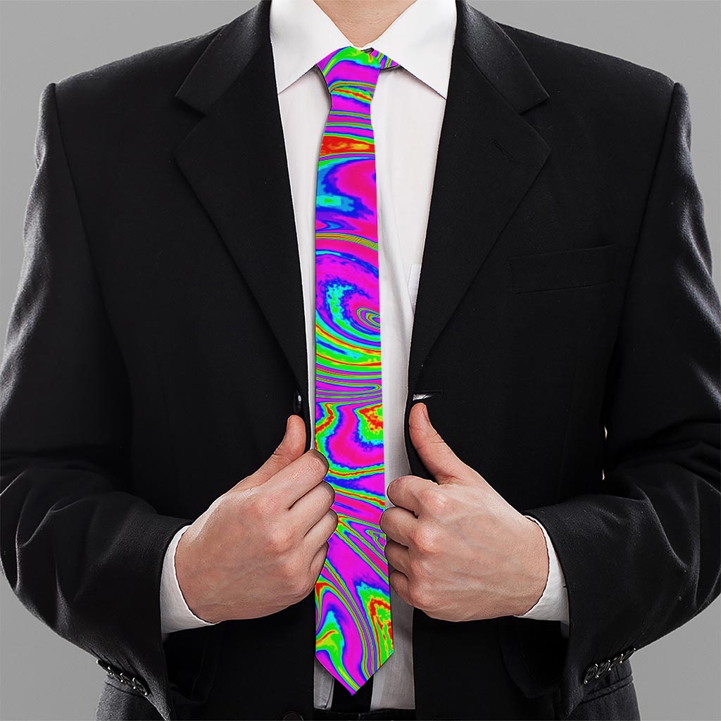 Abstract Psychedelic Liquid Trippy Print Necktie