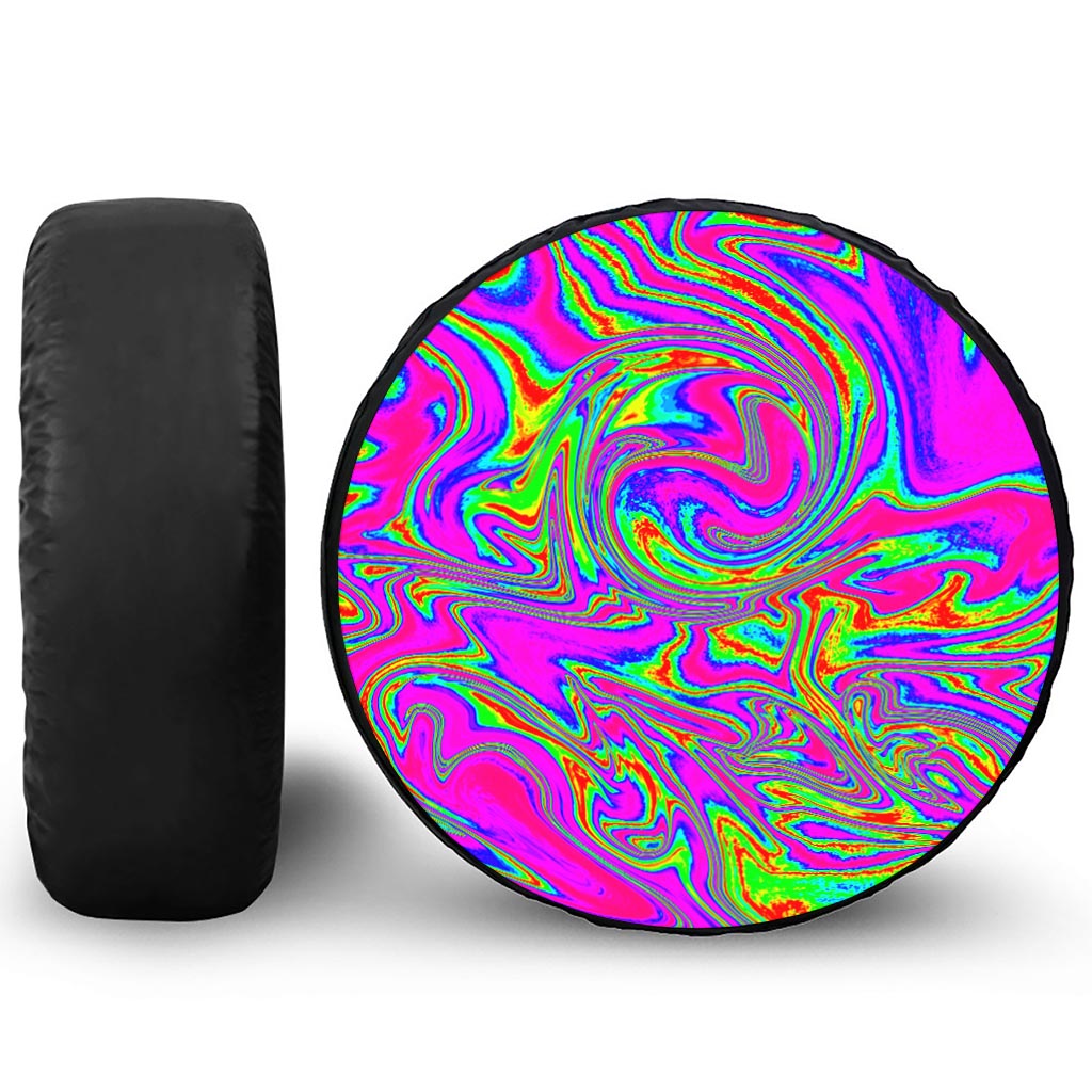 Abstract Psychedelic Liquid Trippy Print Tire Cover