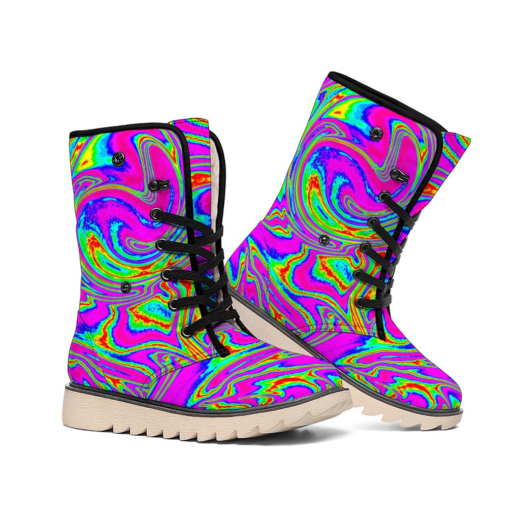 Abstract Psychedelic Liquid Trippy Print Winter Boots