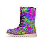 Abstract Psychedelic Liquid Trippy Print Winter Boots