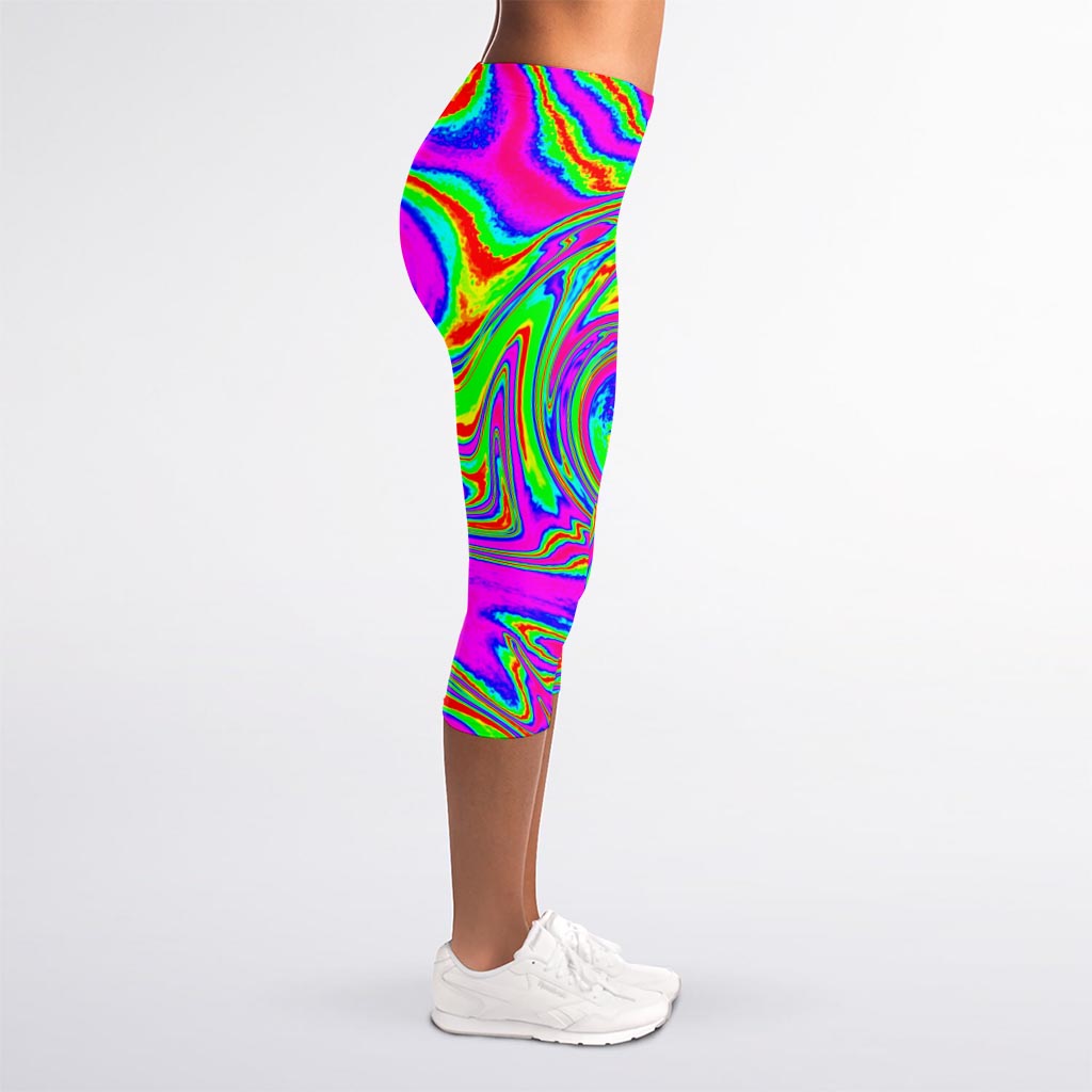 Abstract Psychedelic Liquid Trippy Print Women's Capri Leggings