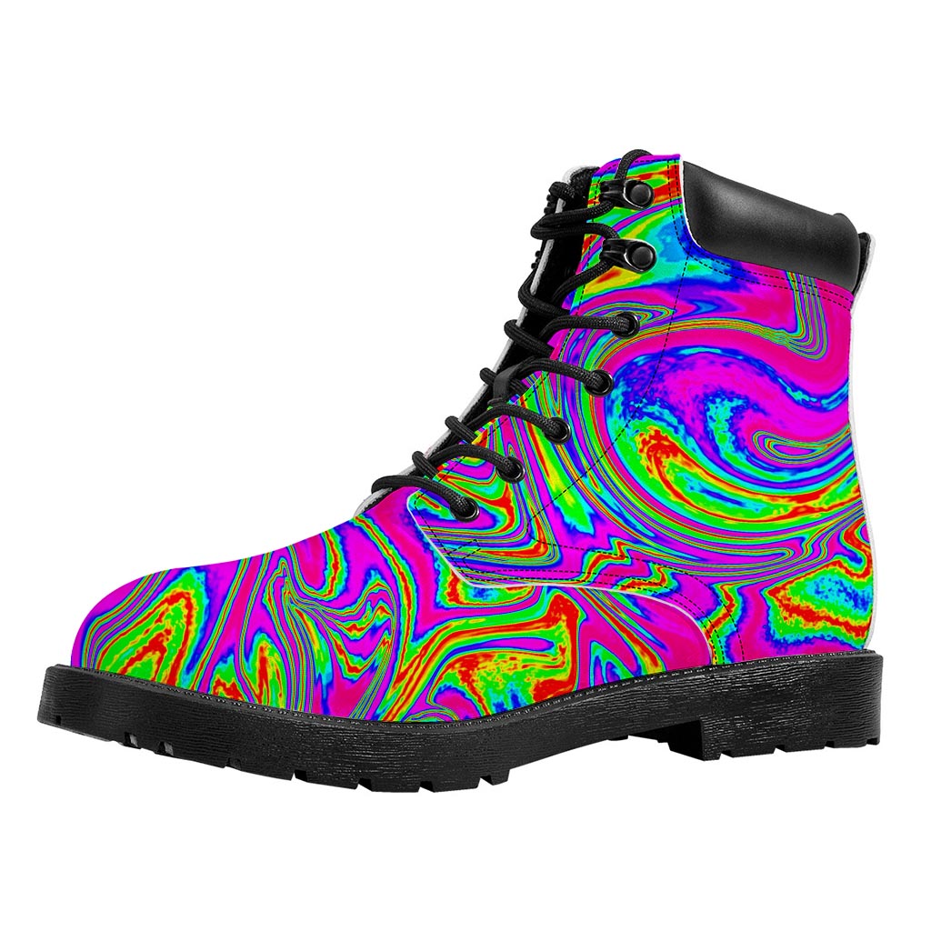 Abstract Psychedelic Liquid Trippy Print Work Boots