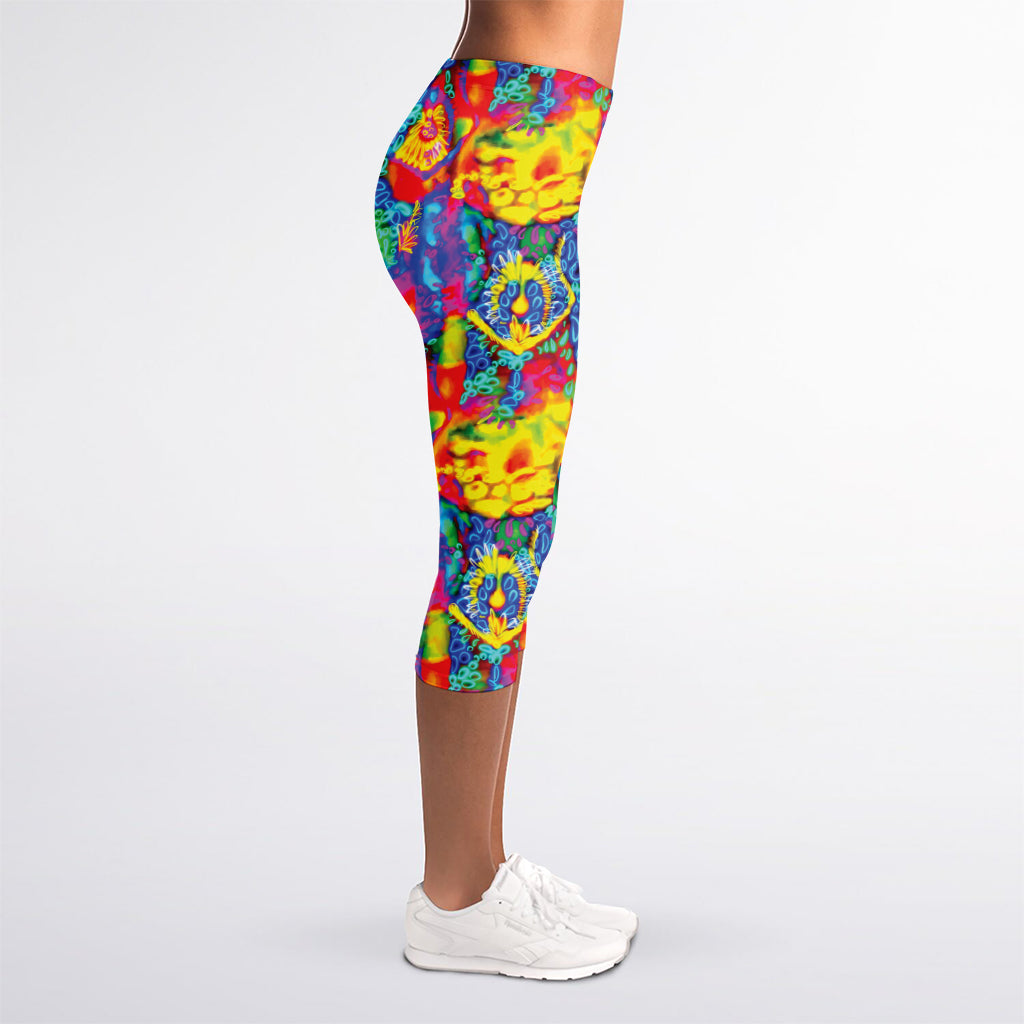 Abstract Psychedelic Print Women's Capri Leggings