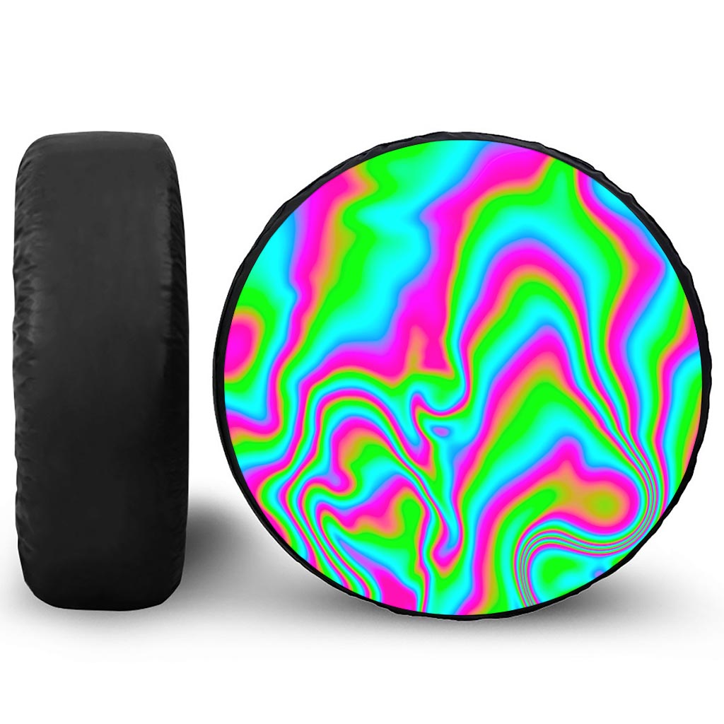 Abstract Psychedelic Trippy Print Leather Spare Tire Cover