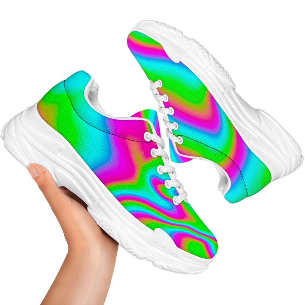 Abstract Psychedelic Trippy Print White Chunky Shoes