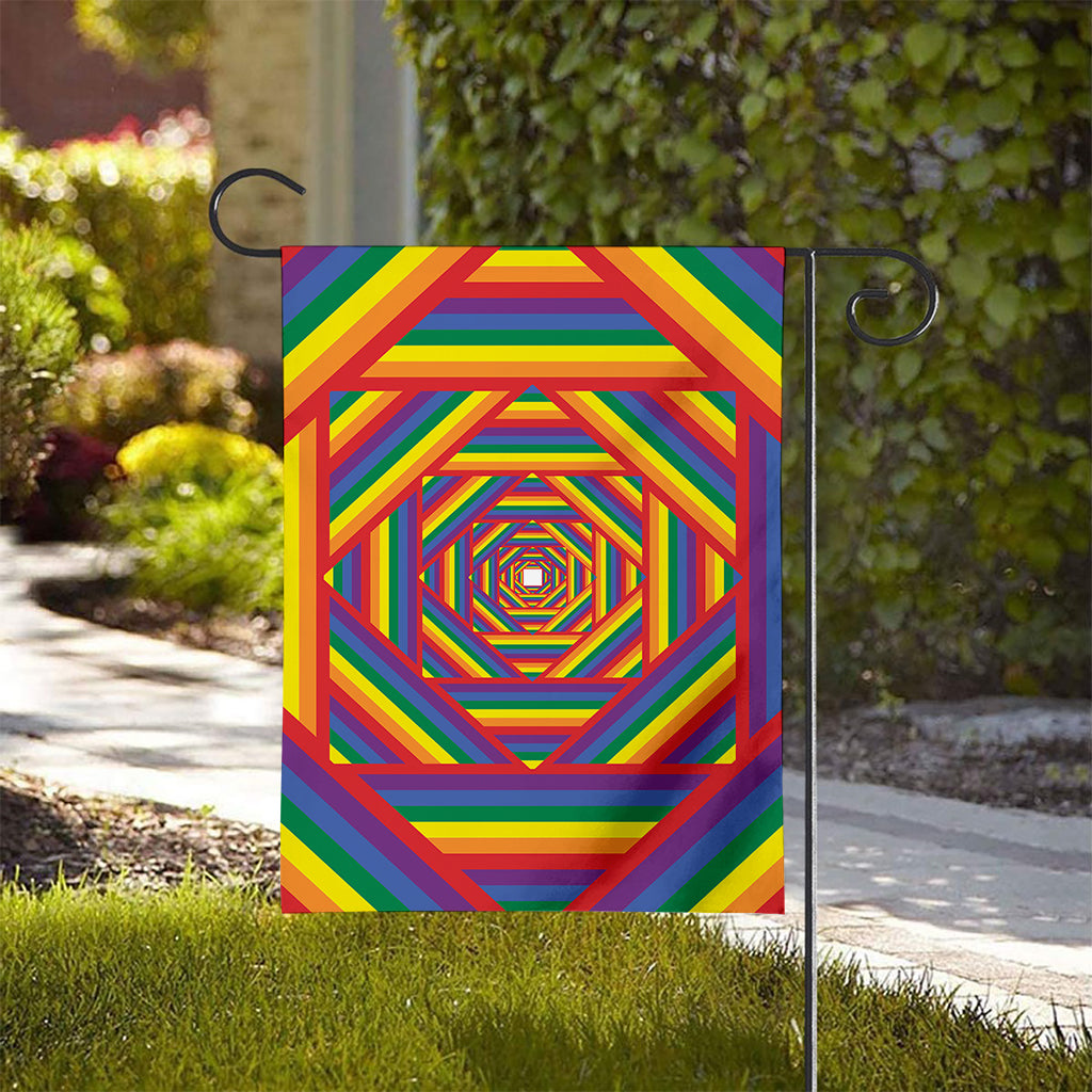 Abstract Rainbow LGBT Stripes Print House Flag