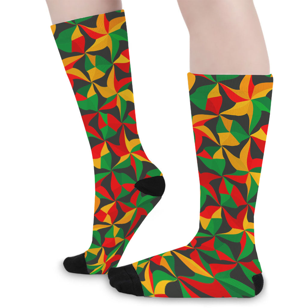 Abstract Reggae Pattern Print Long Socks