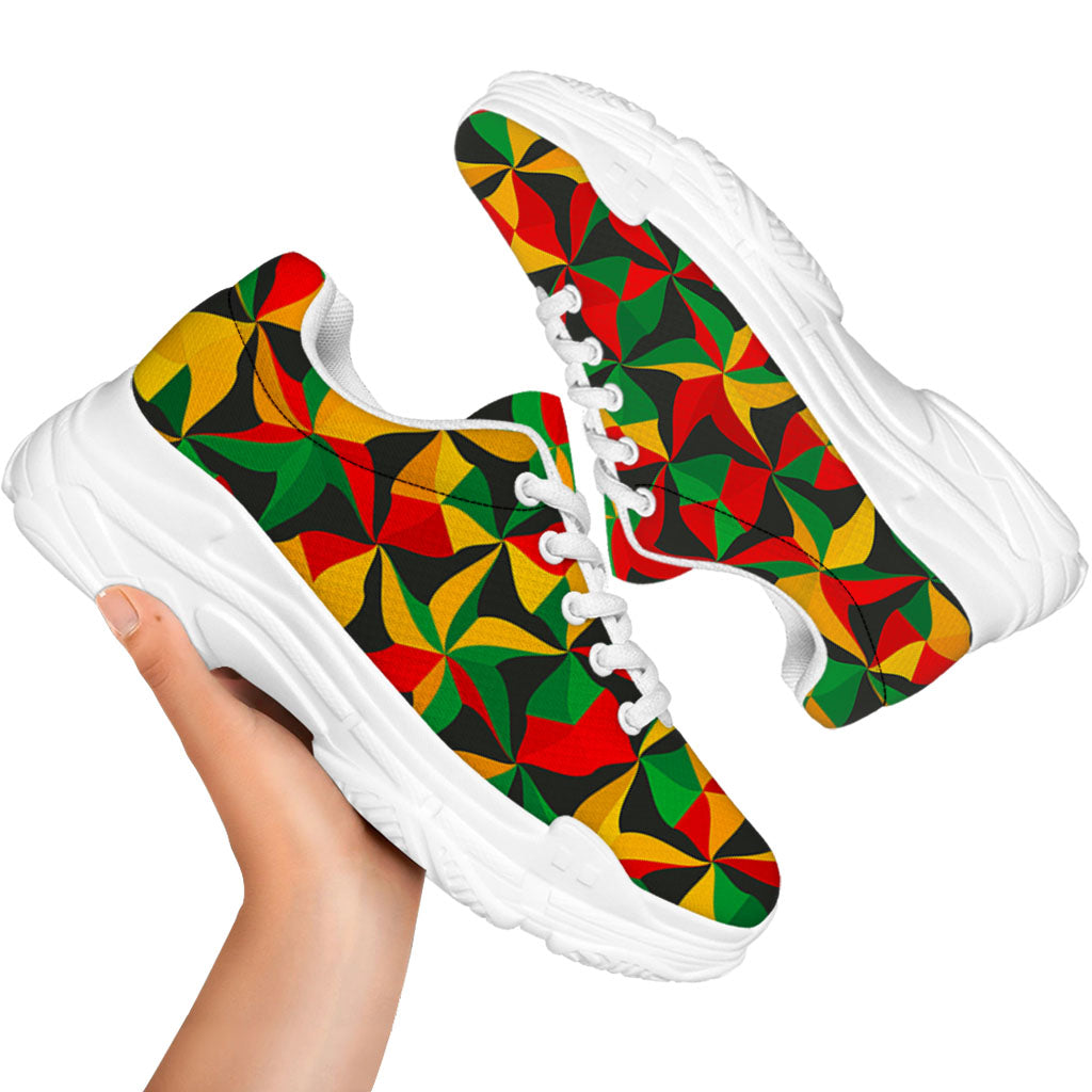 Abstract Reggae Pattern Print White Chunky Shoes