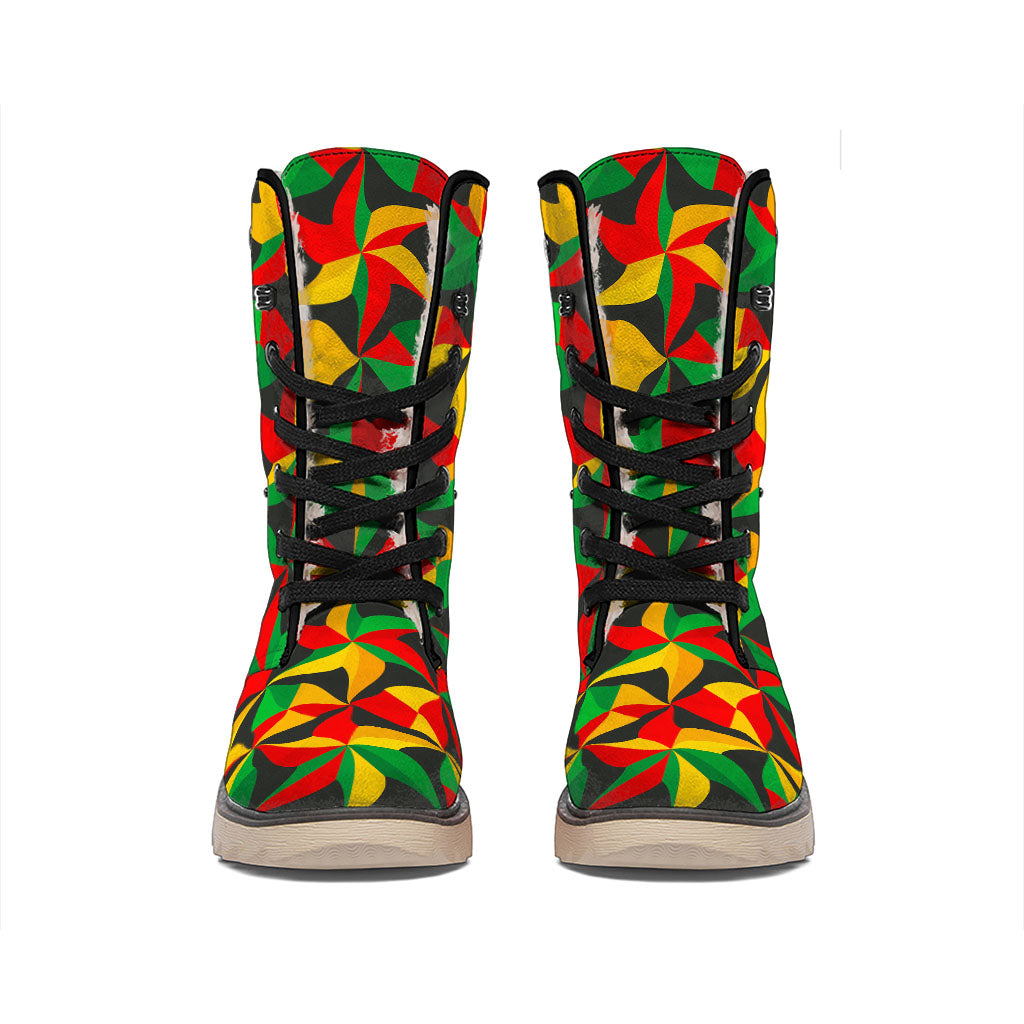 Abstract Reggae Pattern Print Winter Boots