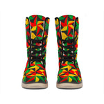 Abstract Reggae Pattern Print Winter Boots