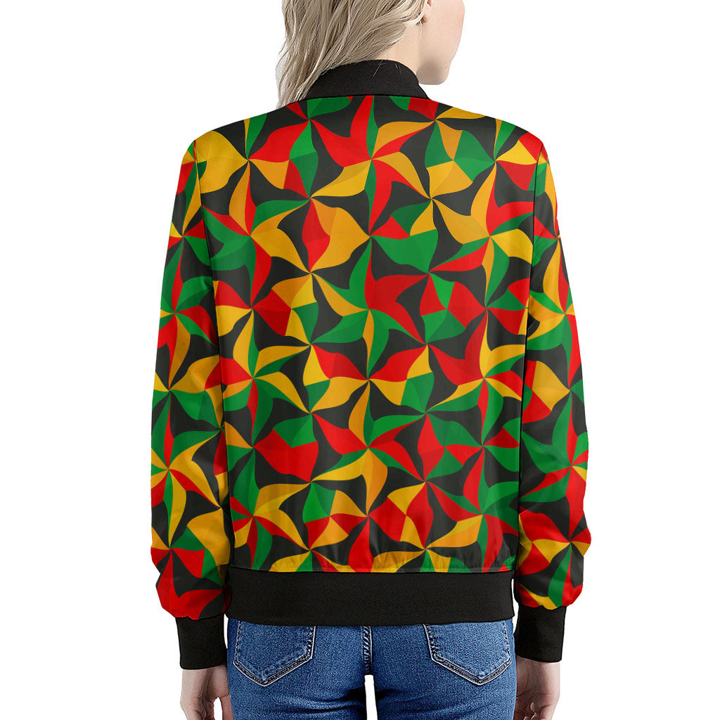 Abstract Reggae Pattern Print Women's Bomber Jacket