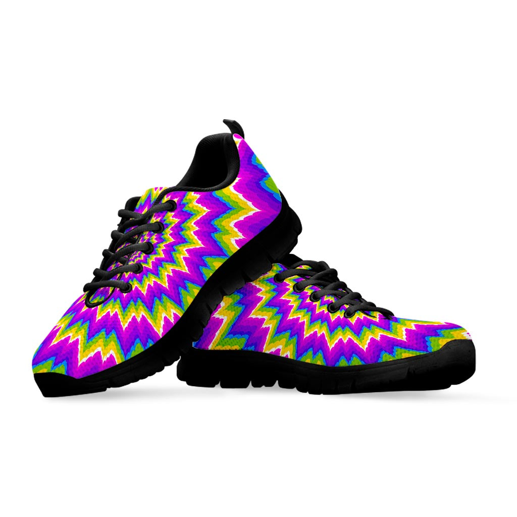 Abstract Spiral Moving Optical Illusion Black Running Shoes