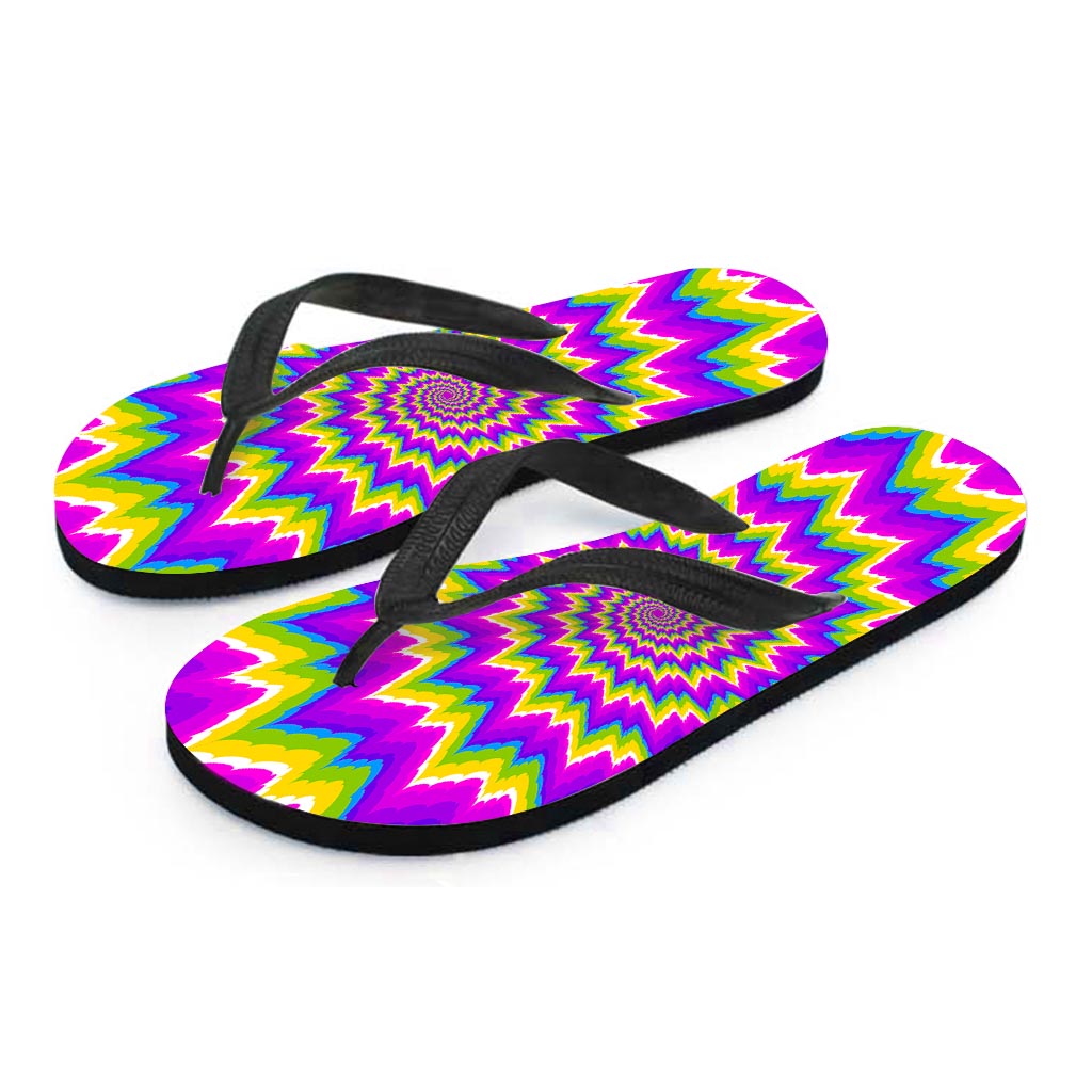 Abstract Spiral Moving Optical Illusion Flip Flops