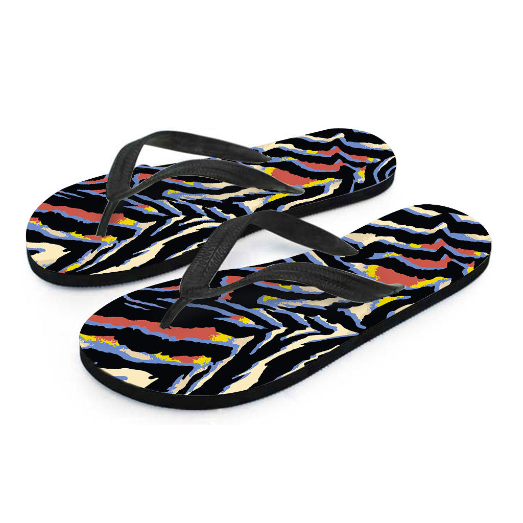 Abstract Zebra Pattern Print Flip Flops