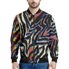 Abstract Zebra Pattern Print Men's Bomber Jacket