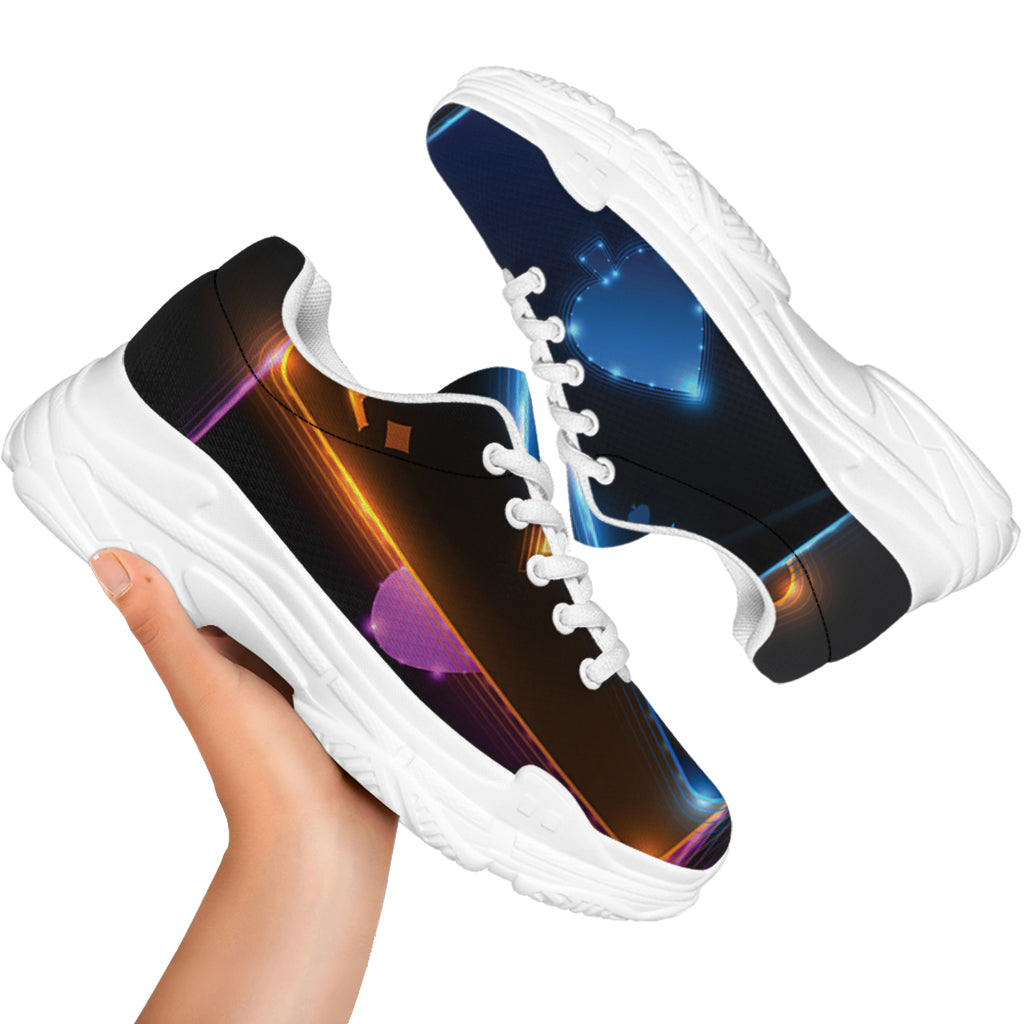 Ace Cards Print White Chunky Shoes