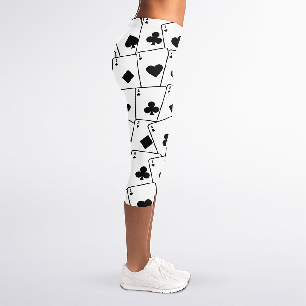 Ace Playing Cards Pattern Print Women's Capri Leggings