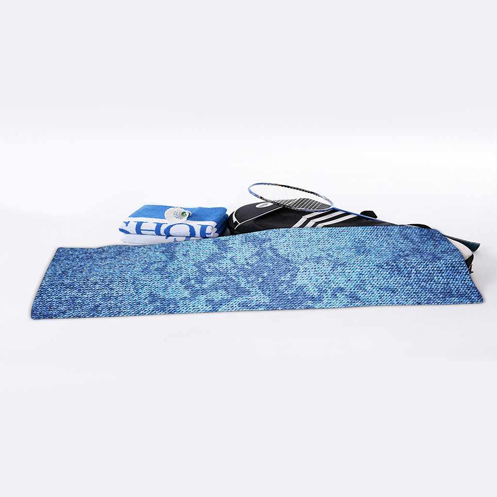 Acid Wash Denim Jeans Pattern Print Sports Towel