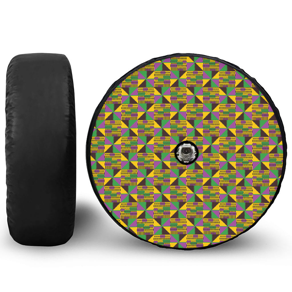 African Kente Pattern Print Tire Cover With Camera Hole