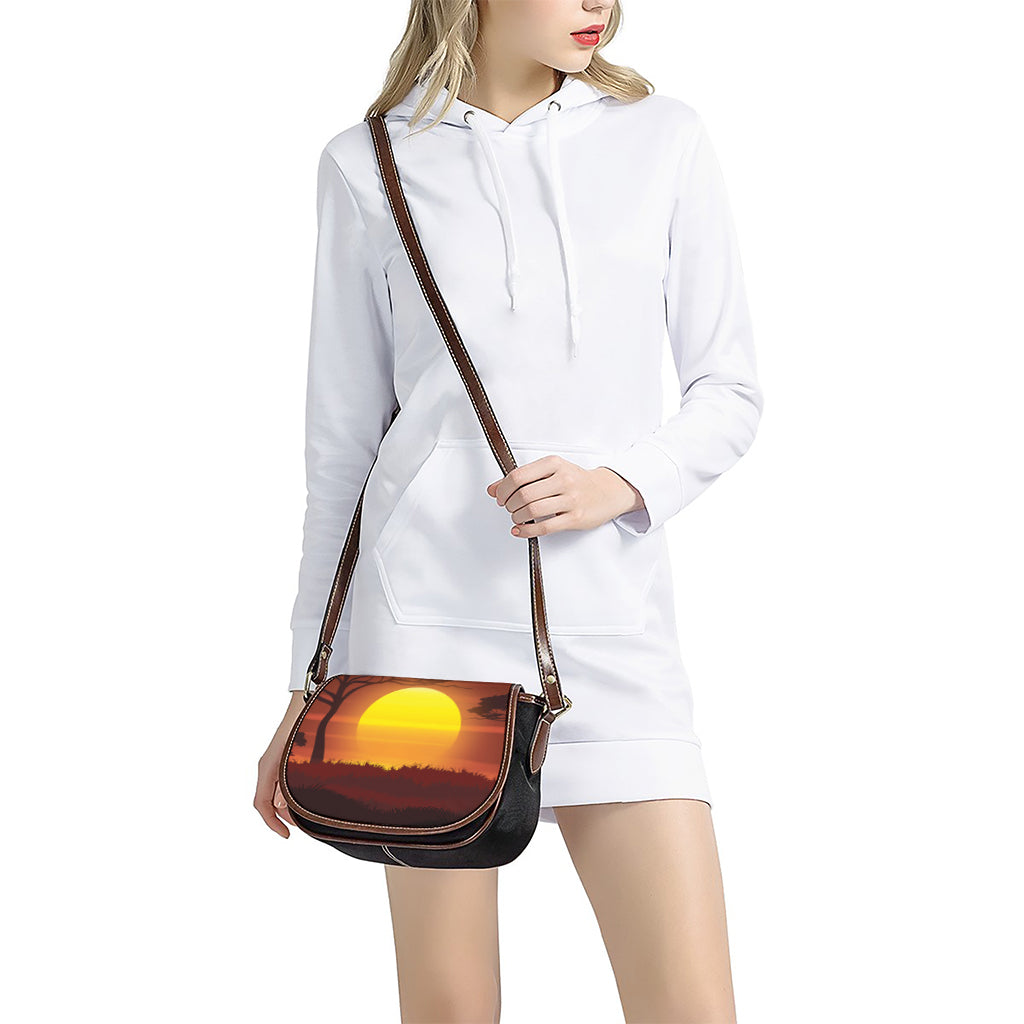 African Savanna Sunset Print Saddle Bag
